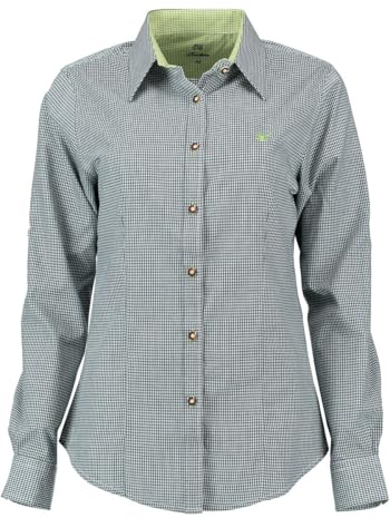 OS Trachten Damen Bluse Langarm Trachtenbluse mit Liegekragen Ututu
