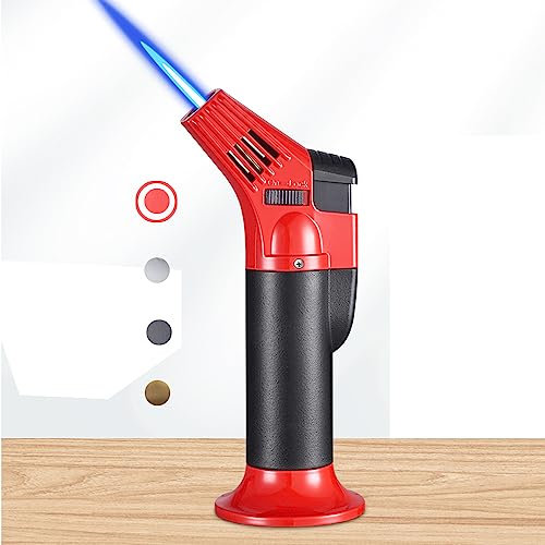 ibforcty Refillable Culinary Cooking Torch Kitchen Blow Torch Lighter with Safety Lock Adjustable and Lock Flame (Butane Gas not Included) (Red)