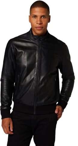 RICANO Lalo - Herren Lederjacke im Blouson-Stil mit Stehkragen und Strickbündchen (Slim Fit) - hochwertiges Lamm Nappa Leder