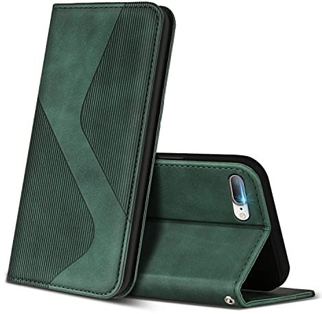 ZONNAVI Cover per iPhone 8 Plus/iPhone 7 Plus, Flip Custodia Pelle PU con [Slot Cart] [Supporto Stand] [Magnetica], Cover a Libro Portafoglio per iPhone 8 Plus/iPhone 7 Plus (Verde)