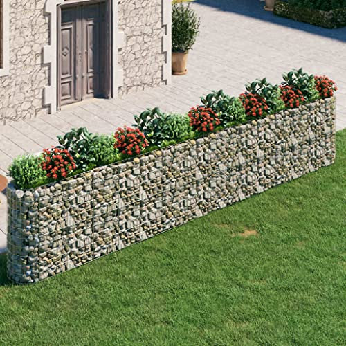 WIFESE Gabionen Hochbeet 540x50x100 cm Gabionenwand Gabionenkorb Steinkorb Gabione Gabionensäule Gabionen Zaun Steingabionen Gabionenkörbe Pflanzkasten Gabionen Pflanzkorb Verzinktes Eisen