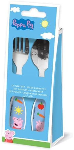 SET DE 2 CUBIERTOS METALICOS (CUCHARA Y TENEDOR) PEPPA PIG