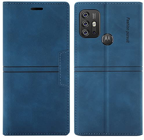 OKZone Kompatibel mit Motorola Moto G30/G10/G20 Hülle, Handyhülle Wallet PU Leder Kartenfach Magnet Klappbar Schutzhülle Handytasche Ständer Flip Handytasche Case Cover Stoßfest Klapphülle (Blau)