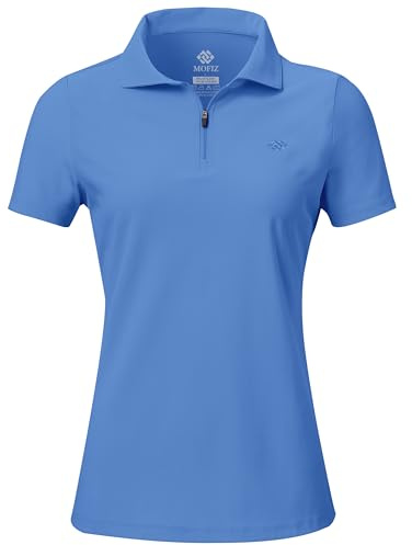 AjezMax Women's Short Sleeve Polo Shirts Quarter Zip Golf Tennis UV Shirts Summer Quick Dry Breathable Work Gym Tops