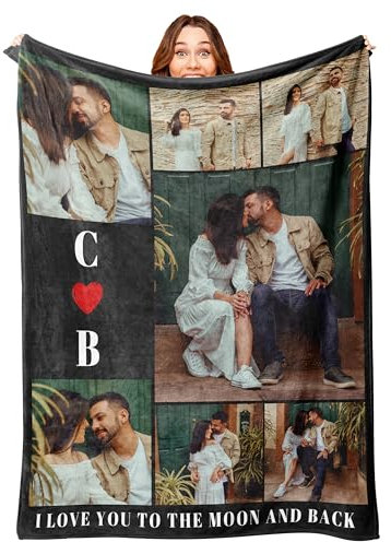 Mraxovid Benutzerdefinierte Decken mit Fotos, personalisierte Freundschaftsdecke mit Bildern, Geschenke Geburtstagsgeschenk für Frau, Ehemann, Freundin, Freund, 100 x 125 cm