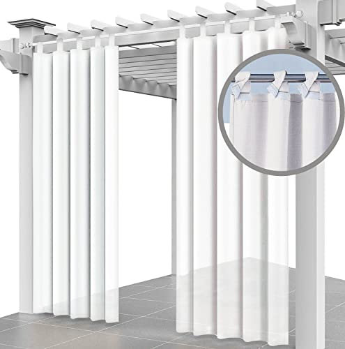 Ferocity Outdoor Vorhang Schlaufengardine Transparent 220 x 155 cm Gartenlauben Balkon-Vorhänge Gardinen Verdunkelungsvorhänge, Vorhang Wasserdicht für Pavillon Strandhaus (1 Panel) Weiß FIRAN [129]
