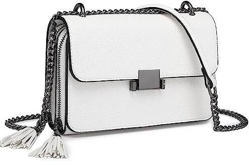 ER.Roulour Klein Handy Umhängetasche,Damen Kleine Umhängetasche,PU Leder Crossbody Schultertasche Reisepass Handytasche mit Ketten-Schulterhandtaschen (Weiß)