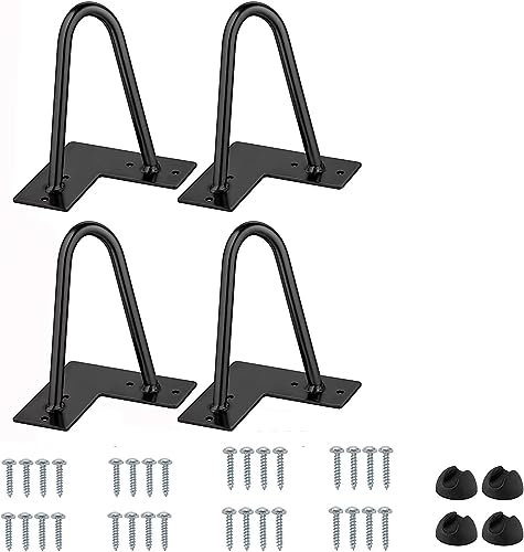 4X Hairpin Legs Haarnadel Tischbeine, DIY Doppelstab Möbelfüße für Schreibtisch Esstischbeine,Mit Bodenschoner und 32pcs Schrauben (15cm 2 Streben)