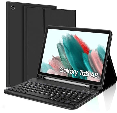 JADEMALL Tastatur Hülle für Galaxy Tab A8-10.5 Zoll SM-X200/X205/X207, Magnetische Kabellose Bluetooth Abnehmbare Deutsche QWERTZ Tastatur Schutzhülle