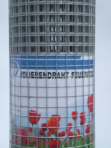 Volierendraht feuerverzinkt Drahtgitter Drahtgeflecht Zaun Maschendrahtzaun Kaninchenzaun Hasendraht Höhe 100 cm/Länge 10 m und 25 m (Maschenweite 19x19 mm/Länge 25 m)