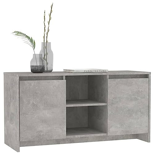 Homvdxl Small TV Cabinet Unit for 40 Inch TVs, 102cm TV Unit Under TV Cabinet with 2 Doors and Storage, Narrow Entertainment Center for Small Space Living Room - Grey