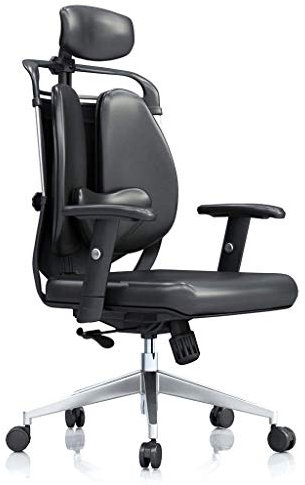 DameCo Ergonomischer Computerstuhl, Heimbürostuhl, Chefstuhl, Studentenstuhl, Gaming-Stuhl, Liegestuhl mit doppelter Rückenlehne (Farbe: Stoffblau) Interesting