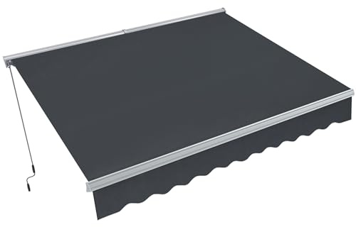 MCombo Patio Awning 10x8 Feet Sunshade Canopy with Half-Cassette for Manual Retractable Awnings, 4679 (Dark Grey)