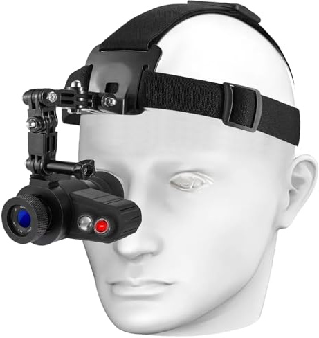 Head-Mounted Night Vision Monocular Goggles with Elastic Head Strap, Default 7X Magnification, Digital Infrared NVG Equipment 1148FT Range with 1.54in HD Screen, Rechargeable for Ghost Hunting Camping