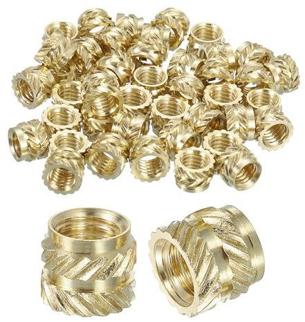 QUARKZMAN Écrous à Insérer Cannelés, 50 Pièces M5 x 6mm L x 7mm OD en Laiton pour Impression 3D, Inserts Filetés Femelles, D'Insertion
