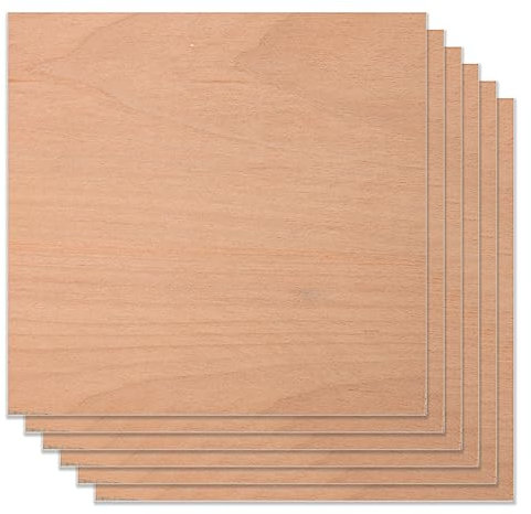 ATOMSTACK - Madera contrachapada de haya roja, 6 piezas de 30 x 30 cm, hojas de madera contrachapada sin terminar para grabado láser, corte CNC, manualidades, pintura