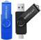 GARRULAX USB Flash Drive,2 in 1 OTG Type C USB 2.0 Rotatable Memory Stick Date Storage Pendrive Thumb for Android Smartphones, MacBook, Tablets, PC (Black+Blue, 16GB)