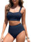 Tuopuda Badeanzug Damen Bauchweg Große Brüste Gepolstertes Bikinioberteil mit Bikinihose Sport-Schwimmanzug Sexy Badeanzüge Sport, Marine, M