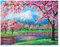 SHEGZHUC 50x40cm Diamond Painting Berge Landschaft Seen Diamond Painting Kirschbaum Diamond Painting Japan Landschaft Kirschblüte Diamant Malerei Stickerei Kreuzstich Wanddekoration Berg Fuji