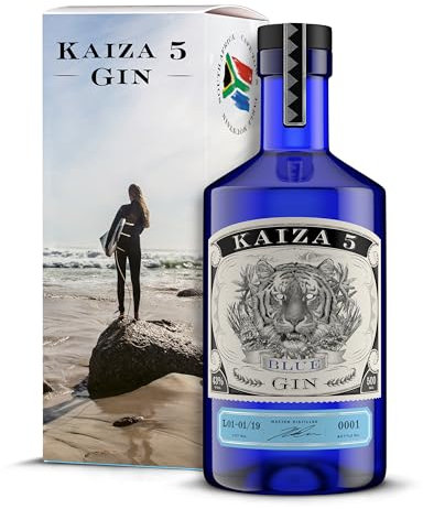 KAIZA 5 BLUE GIN – 0,5 l - 43% | Gin d'Afrique du Sud/Le Cap | Floral, fruité, frais | Sureau, myrtille et fruit du dragon