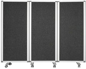 KARAT Mobile Präsentationswand Filz Stell Trennwand Raumteiler auf Rollen Sichtschutz für Büro Faltbare, Flexible, pinnbare Raumtrenner, Paravent mit Alu Rahmen - Länge 90-270cm x 150cm, Höhe