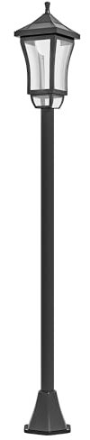 Outsunny Lampadaire extérieur sur pied, lampadaire solaire extérieur, LED, lanterne classique, lampe extérieur sur pied, 30 Lm, hauteur 127 cm, noir
