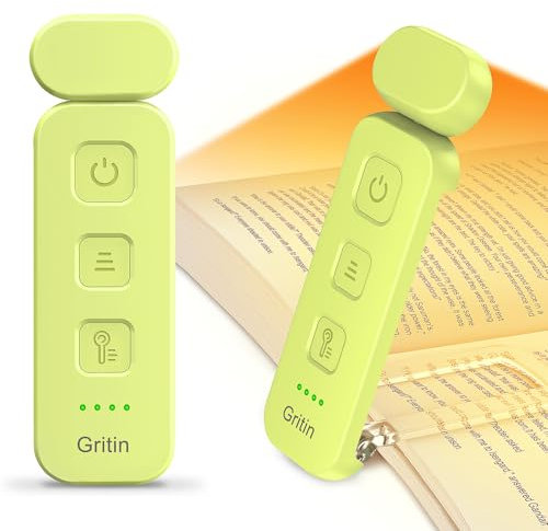Gritin Leselampe Buch Klemme, Wiederaufladbare Buchlampe mit 7 LEDs, 3 Farbtemperatur & Stufenlos Dimmbare Klemmleuchte mit Extra 5 Helligkeitsstufen Modi, Lange Laufzeit Leselicht -Smaragdgrün