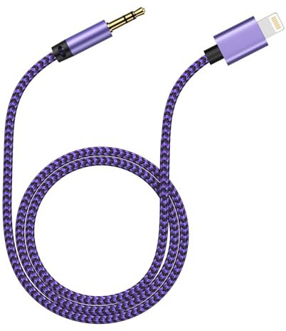 Aux Kabel iPhone Auto,HiFi Lightning auf 3,5mm Audio Kabel für iPhone 14/14 Pro/14 Pro Max/14 Plus/ 13/12 Mini/11/XS/XR/X [MFi Zertifiziert] Lila Adapter für Auto/Kopfhörer/Lautsprecher