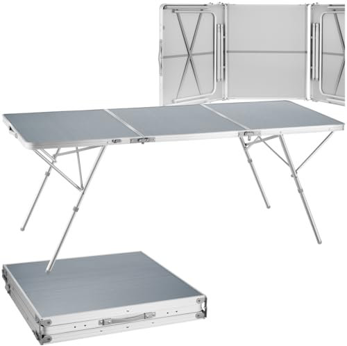 tectake® Campingtisch, Klapptisch, großer Gartentisch klappbar, wetterfest, 180 x 70 x 70,5 cm, als Terrassentisch, für Balkon, Camping, Festival, Tapeziertisch
