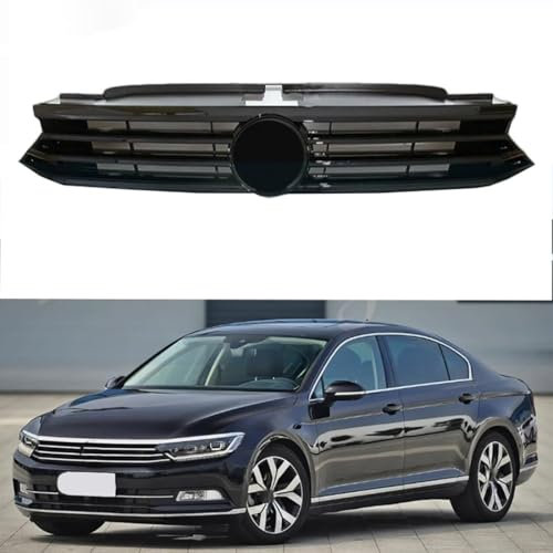 OKIIO Auto Front Kühlergrill für VW Passat B8 2016 2017 2018, ABS Frontgrill Grill, Front Kühlergrille Frills Frontstoßstangenmaske Auto Grill Modifiziertes Styling Zubehör,F/Black-Black
