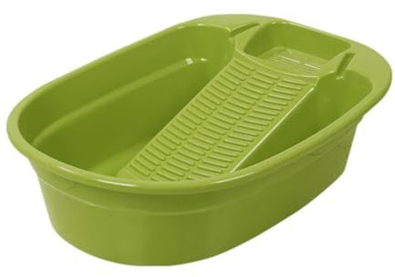 MagiDeal Handwaschbecken, Leichtes, Tragbares, Heimwaschbecken mit Integriertem, Waschbrett Haushaltsbecken, für Socken Unterwäsche Hosen, GRÜN