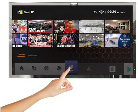 Soulaca 43inch 4K UHD Smart TV for Bathroom,Mirror Touch Panel,with Analog and Digital Tuner,IP65 Waterproof,WiFi, Bluetooth, Built-in Speakers,Android 11.0 System