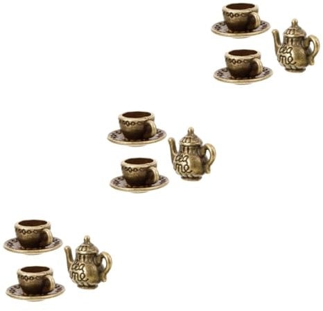 DOITOOL 3 Sets Dollhouse Tea Cup Kitchen Pretend Play Little Dollhouse Cup Saucer Dolls House Chair Tableware Miniature Kettle Hoise Teaset Mug Chinese Tea Cup Miniature Metal Teapot Iron