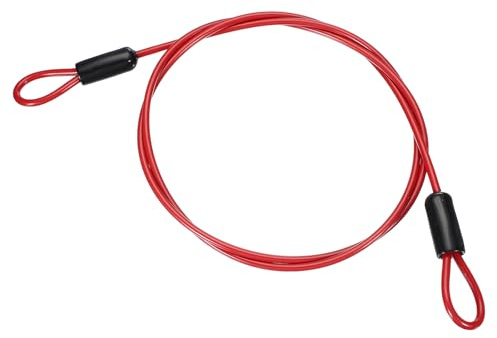 PATIKIL Câble en Acier Inoxydable 3/16 de Diamètre avec Boucles Rouge | Gainé de Vinyle, Corde Flexible, 5 Pieds (60) pour Chaîne de Sécurité pour Éclairage de Scène Extérieur