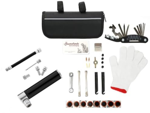 Fahrrad Reparatur Set Reparatursatz, 16-in-1 Werkzeuge Fahrradflickzeug with Minipumpe Unterwegs Multitool Satteltasche für Fahrrad Zubehör Ebike Kit Mountainbike Reparatursatz, Set B