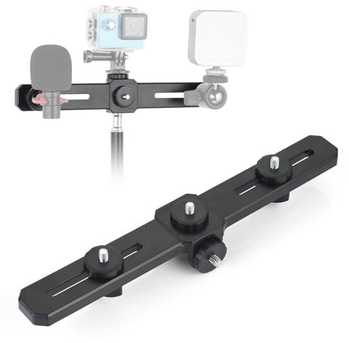 UTEBIT 4 in 1 Blitz Kamera Halterung 27cm, Blitzschiene für Kamera Flash Bracket mit 1/4'' Schraube Blitzschuh Halterung Blitzschuhadapter Zubehör für DSLR Kamera, Blitzlicht, Mikrofon und mehr