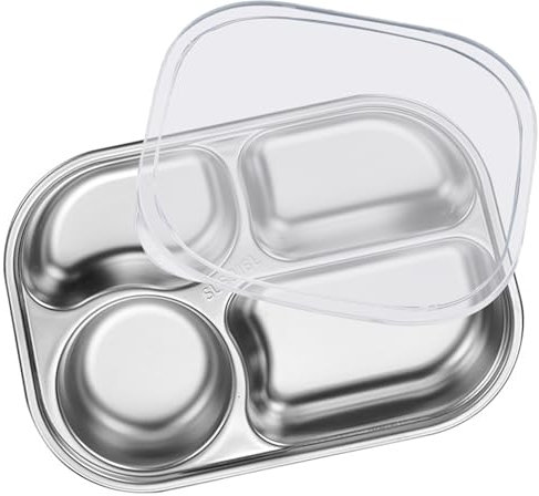 Shengruili Baby Teller mit Saugnapf,Kinderteller mit Saugnapf,Edelstahl-Material Kinderteller,Edelstahl Teller Baby,Rutschfestes Babytablett,Erwachsene Kinder Kinderteller