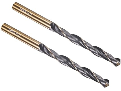PATIKIL 8mm Drill Bit M2 High-Speed Steel 118° for Metal 2 Pack | Jobber Straight Shank 118° Nitriding Black and Gold Finish for Stainless Steel Hard Metal