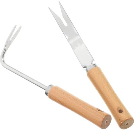 TOBBOMEY 2stücke Hand-jäter Set Aus Edelstahl Mit Holzgriff Vielseitiger Unkrautstecher Für Garten Und Landwirtschaft Zum Jäten Umpflanzen Und Wurzelentfernung