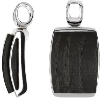 Cavill Mooreiche Anhänger 2,25 ct aus Polen in 925 Sterling Silber, moderner eleganter Cabochon Schmuck in dunklem Braun, 26x13 mm, zeitloses Design für Damen und Herren