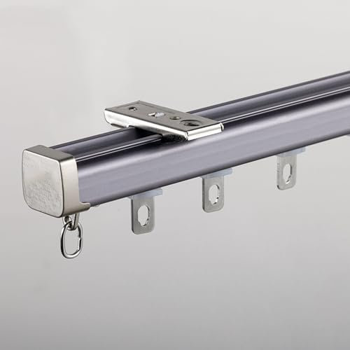 Système de rail de rideau silencieux en aluminium pour séparateur de pièce 4 m Gris