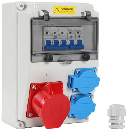 Hebitod baustromverteiler,1X16A 2x230V MIT LS,Verteiler für Baustelle,CEE-Steckdose 16A Verteiler für Innen- und Außenstromverteilungssysteme