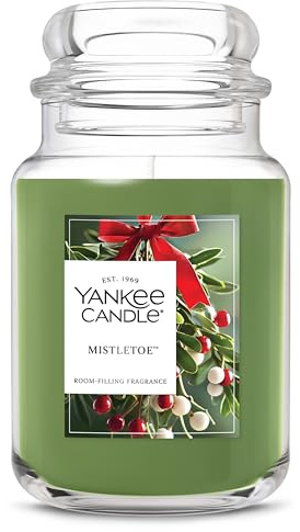 Yankee Candle Mistletoe, Christmas Scented Candle, 22oz Large Jar with up to 150 Hour Burn Time, Giftable