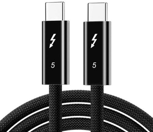 USB C Thunderbolt 5 Cable Compatible with Apple Thunderbolt 4 Cord for MacBook, iPhone 17 16 18, Lenovo, HP, SSD, Monitor, Data Transfer, Fast Charging, Monitor, Docking Station, Hub, Video Display