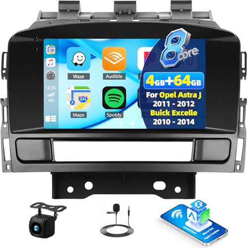 8 Core 4+64G Android 13 Carplay Autoradio für Opel Astra J 2011-2012/Buick Excelle GT XT 2010-2014, 7 IPS Autoradio mit Bildschirm Wireless Android Auto Bluetooth DSP GPS Wi-Fi FM RDS Rückfahrkamera