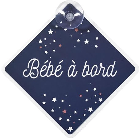 Signalétique Bébé à Bord avec Ventouse/Dimensions : 19,5 x 19,5 cm (Bleu foncé)
