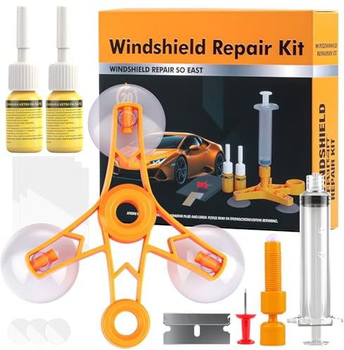 YAOBLUESEA Professionelles Windschutzscheibe Reparaturset für Steinschlag Reparatur, Universal Glasreparaturset für Autos, Praktisch & Schnell & Einfach, OHNE UV-Lampe