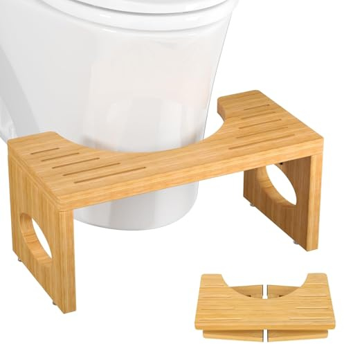 Taburete plegable de bambú para adultos y niños, taburete de inodoro antideslizante para baño, sentadillas, ayuda a escalones, portátil y ahorra espacio