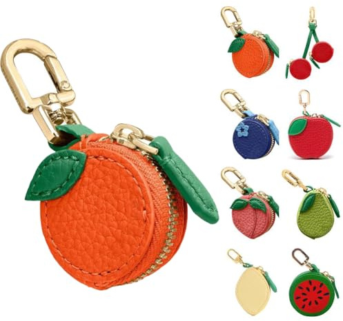 Pfirsich-Frucht-Anhänger, Münzbörse, Erdbeer-Taschenanhänger, wasserdichter Leder-Frucht-Taschenanhänger, Taschen-Schlüsselanhänger, Beutelhalter, Schlüsselanhänger-Anhänger für HandtascheB