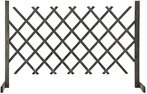 QJBSAVVA Garten-Rankzaun aus Tannenholz grau erweiterbar 120 x 90 cm Staketenzaun mit robuster Lasierung für Beet- und Wegebegrenzung für Balkon Terrasse und Cottage Garden